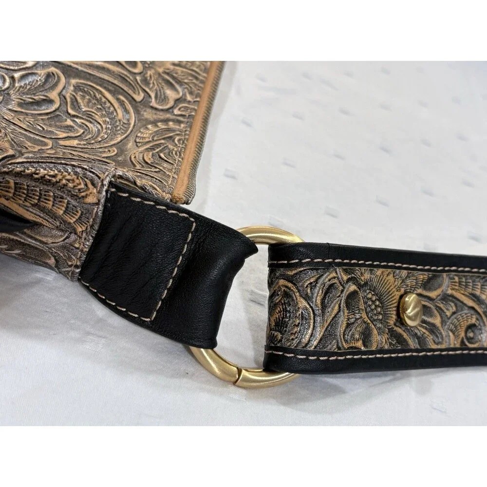 Vintage Maxximum Western Floral Embossed Half Moon Shoulder Bag Y2K